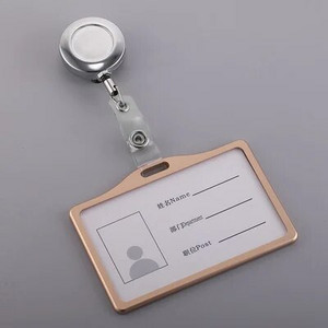 Etichetă de angajat al companiei Suport pentru ecusoane din aliaj de aluminiu pentru cartea de identitate a personalului de la birou Nume clar de trecere Acreditări de lucru Manșon pentru agățat șnur