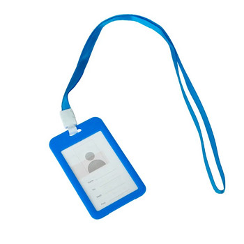 Държач за цветна лична карта Държач за ремък за значка Идентификационен ръкав за име Двоен прозрачен бизнес експонат Офис училищна каишка Закачалка за врата