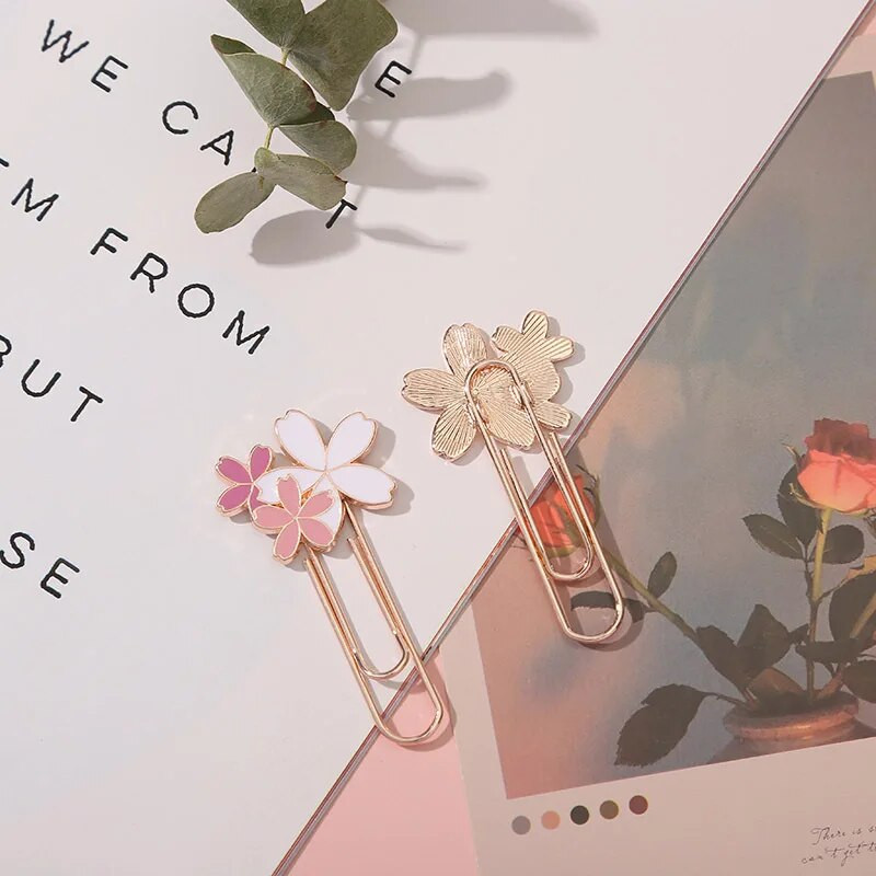 1 τεμ ροζ Sakura Flowers Μεταλλικό σελιδοδείκτης Exquisite Clip Blossom Cherry
