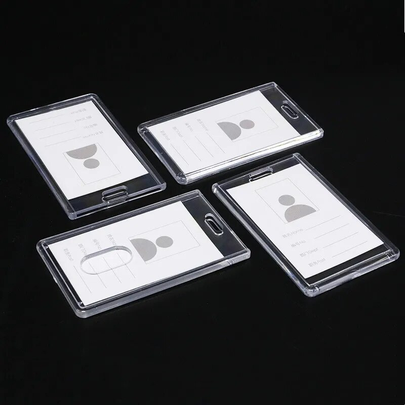 Akrüülist tööloa ümbris sõrmega tõmbamise tõuke stiil ID silt Nimi märgi omanik Töötaja passi töökaardi hoidja ümbris