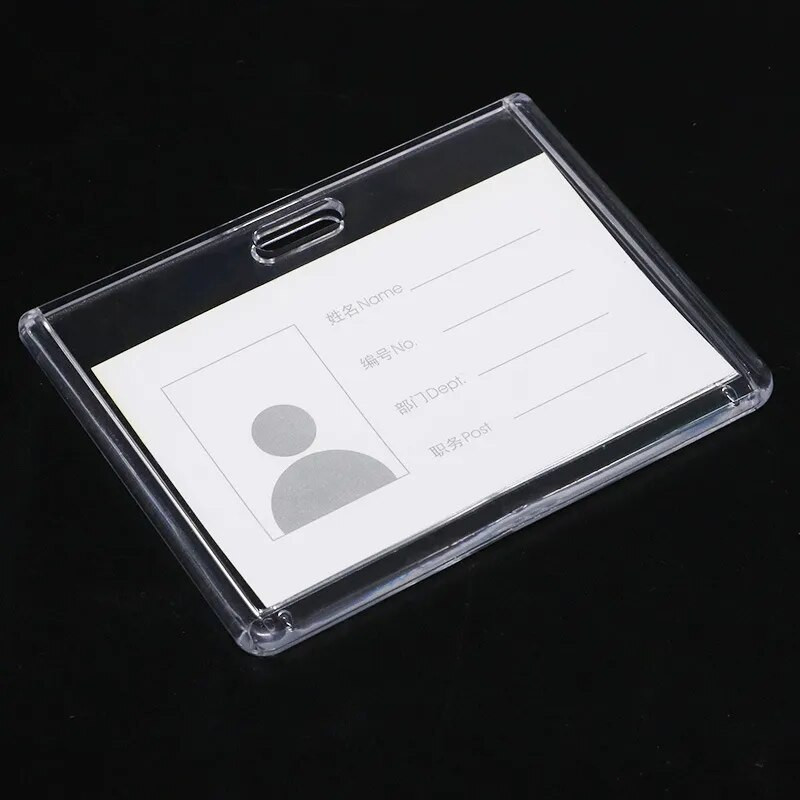 Akrüülist tööloa ümbris sõrmega tõmbamise tõuke stiil ID silt Nimi märgi omanik Töötaja passi töökaardi hoidja ümbris
