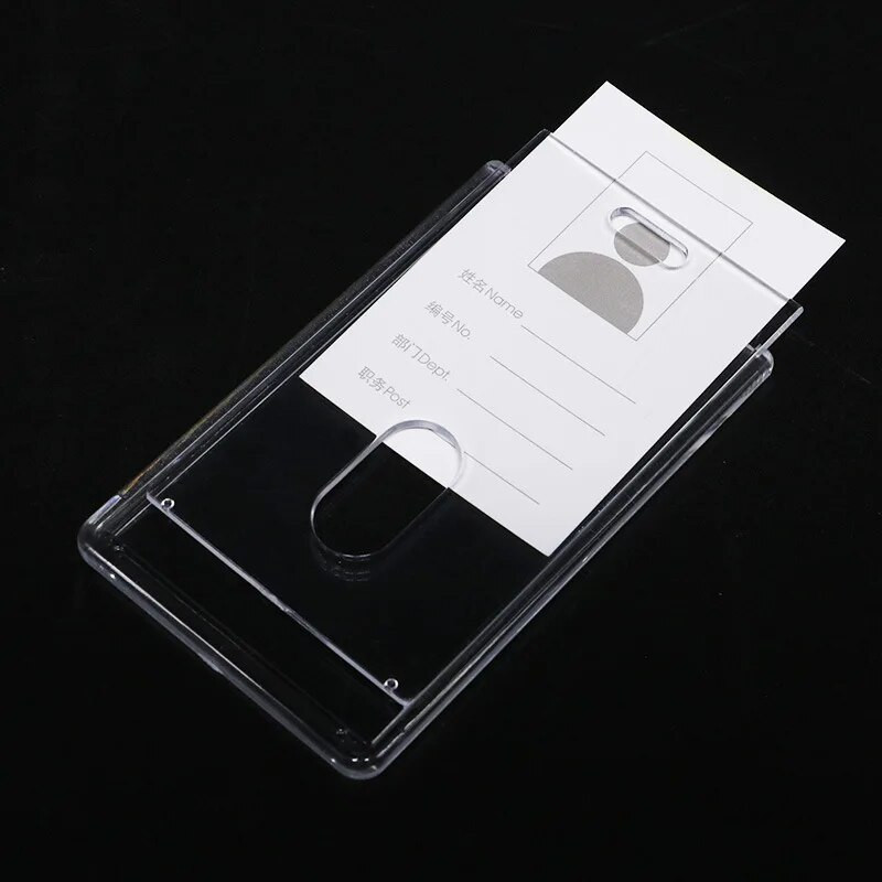 Akrüülist tööloa ümbris sõrmega tõmbamise tõuke stiil ID silt Nimi märgi omanik Töötaja passi töökaardi hoidja ümbris