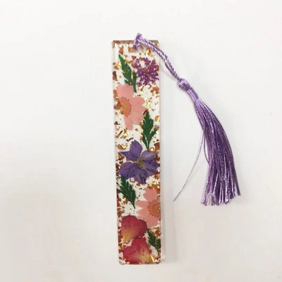 Semn de carte creativ epoxidic Carte de lectură Semn de carte cu ciucuri cu flori uscate Cadou de Ziua Mamei Semn de carte din rășină Ziua profesorului Acces la carte