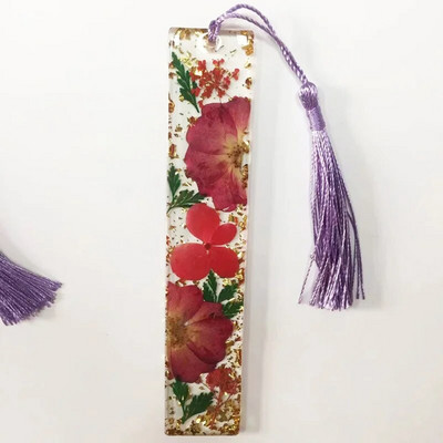 Semn de carte creativ epoxidic Carte de lectură Semn de carte cu ciucuri cu flori uscate Cadou de Ziua Mamei Semn de carte din rășină Ziua profesorului Acces la carte