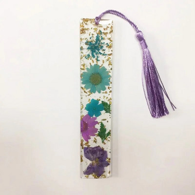 Semn de carte creativ epoxidic Carte de lectură Semn de carte cu ciucuri cu flori uscate Cadou de Ziua Mamei Semn de carte din rășină Ziua profesorului Acces la carte