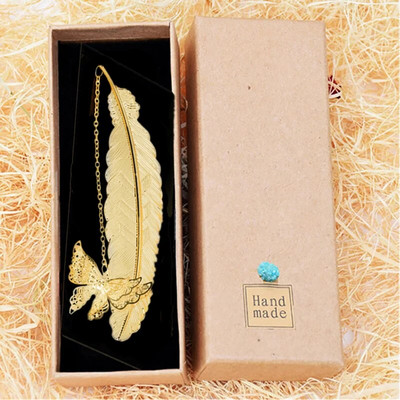 Armas järjehoidja ripats, 2022. aasta kooliõpetaja lapse kingitus, ilusad kirjatarvete auhind, karbis messingist lehe veeni tuti liblika raamatumärgid