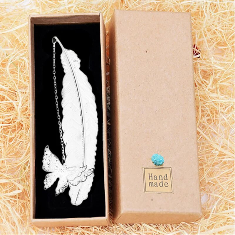 Armas järjehoidja ripats, 2022. aasta kooliõpetaja lapse kingitus, ilusad kirjatarvete auhind, karbis messingist lehe veeni tuti liblika raamatumärgid