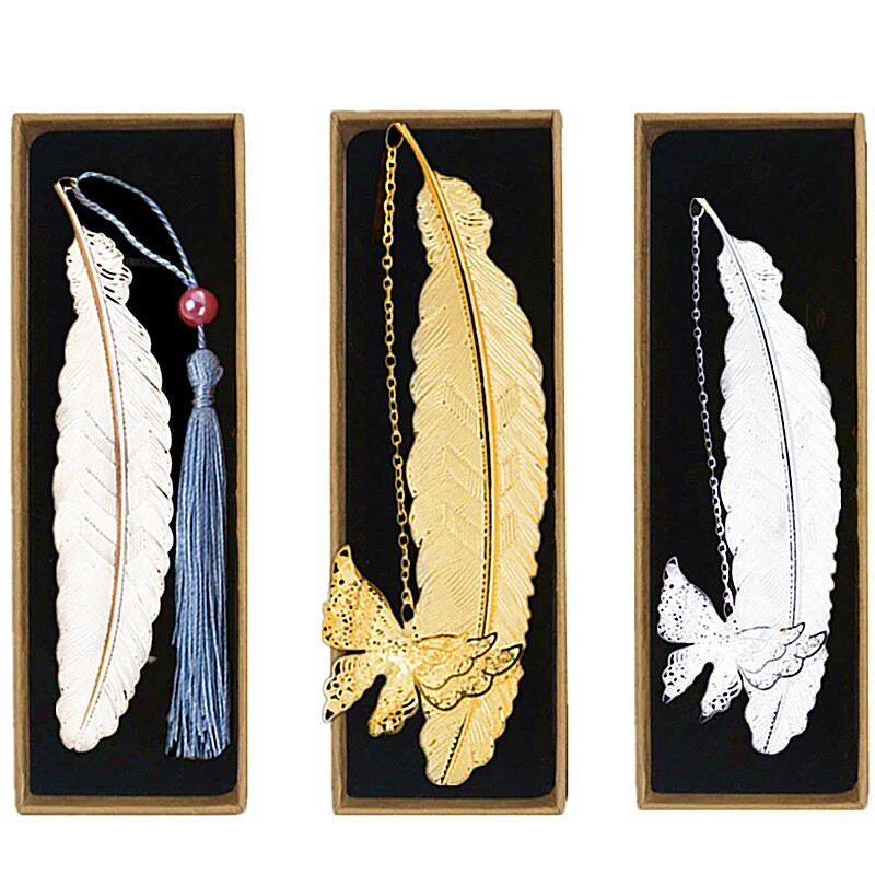 Armas järjehoidja ripats, 2022. aasta kooliõpetaja lapse kingitus, ilusad kirjatarvete auhind, karbis messingist lehe veeni tuti liblika raamatumärgid