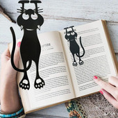 Set de 1/5 bucăți Kawaii 3D Stereo Pisică Neagră Semn de carte Clip de carte cu animale din desene animate Semn de paginare pentru Cadouri pentru copii Material de papetărie școlară