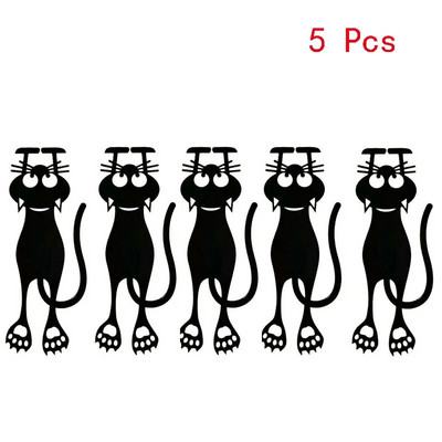 Set de 1/5 bucăți Kawaii 3D Stereo Pisică Neagră Semn de carte Clip de carte cu animale din desene animate Semn de paginare pentru Cadouri pentru copii Material de papetărie școlară
