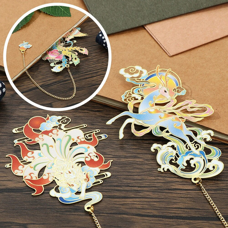 Hiina stiilis järjehoidja Retro messingist raamatuklamber Õõnes metallist tutiripats Järjehoidja Lehtede lehitsemine Kirjatarbed Kooli kontoritarbed