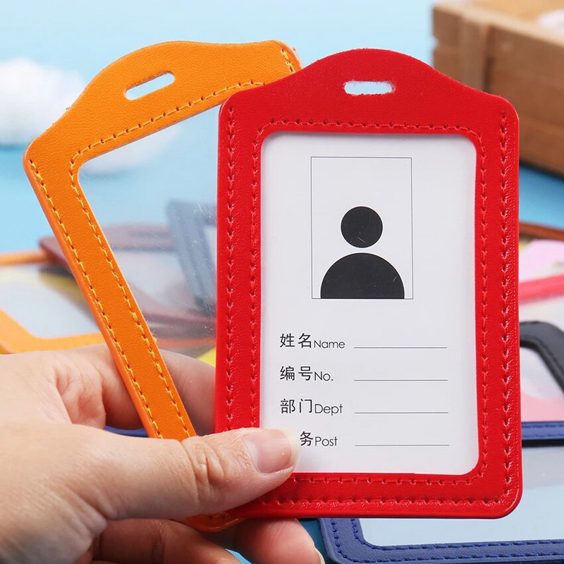 PU-nahast ID märgi ümbris, läbipaistev värvilise äärisega kaelapael, aukudega kaardi märgihoidja 11x7 cm kontoritarbed