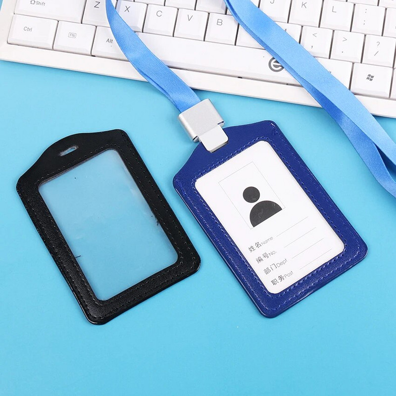 PU-nahast ID märgi ümbris, läbipaistev värvilise äärisega kaelapael, aukudega kaardi märgihoidja 11x7 cm kontoritarbed