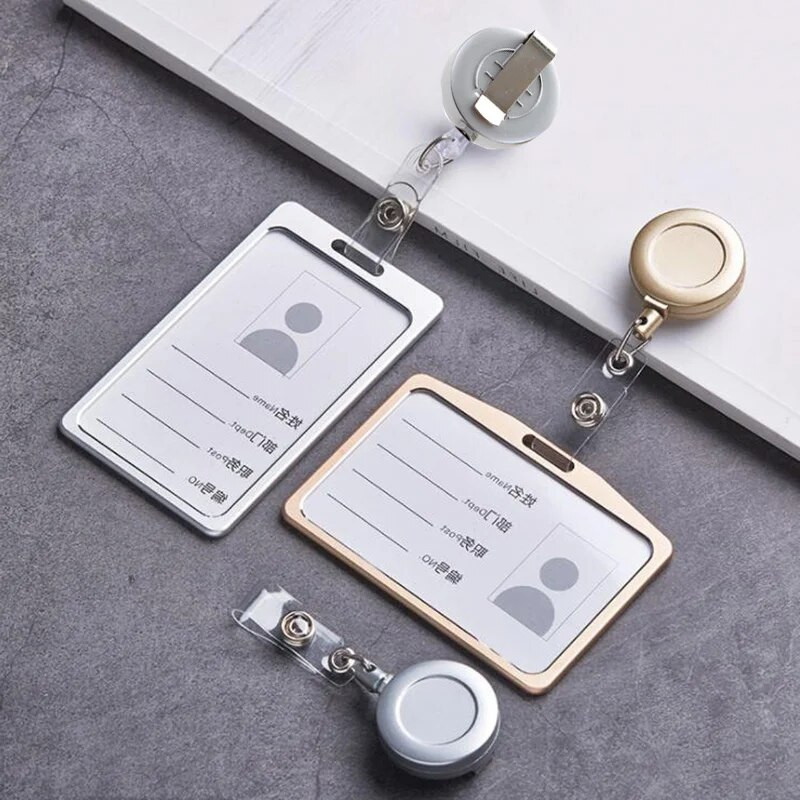 1 τμχ Κάλυμμα κάρτας εργασίας από κράμα αλουμινίου Κάλυμμα θήκης πρόσβασης νοσοκόμας ταυτότητας ετικέτας Θήκη σήματος με αναδιπλούμενο σήμα ABS Σήμα προσωπικού γραφείου