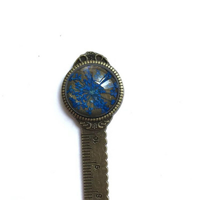 1 tk loominguline retropronks ümmargune järjehoidja 10 cm joonlaud vintage metallist värvilised lillelised klaasist kalliskivid raamatulehe markerina