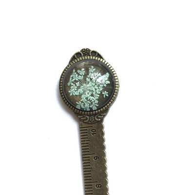 1 tk loominguline retropronks ümmargune järjehoidja 10 cm joonlaud vintage metallist värvilised lillelised klaasist kalliskivid raamatulehe markerina