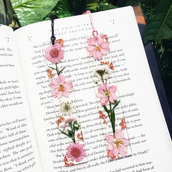 Творческа отметка с цвете на маргаритка Изящни аксесоари за книги Прозрачна епоксидна смола Знак за четене „Направи си сам“ Ученически пособия Висулка с пискюл
