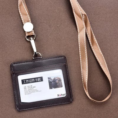 Άδεια σήματος κατόχου επαγγελματικής ταυτότητας από γνήσιο δέρμα εξαιρετικής ποιότητας με επιλογές πολλαπλών χρωμάτων κορδόνι (Κανονικό μέγεθος)