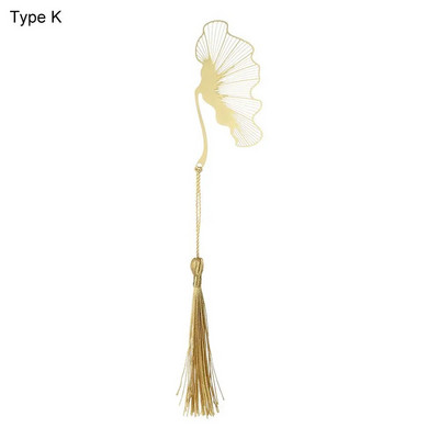 Κρεμαστό σελιδοδείκτη κινέζικου στυλ Φούντα ρετρό σελιδοποίηση σημαδιών Κλιπ βιβλίου Χρυσό φύλλο Κοίλο σελιδοδείκτη με δείκτη σελίδας αλυσίδας