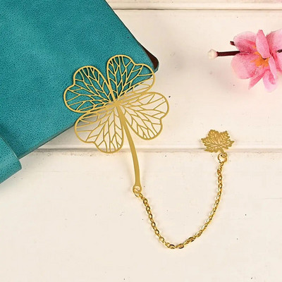 Κρεμαστό σελιδοδείκτη κινέζικου στυλ Φούντα ρετρό σελιδοποίηση σημαδιών Κλιπ βιβλίου Χρυσό φύλλο Κοίλο σελιδοδείκτη με δείκτη σελίδας αλυσίδας