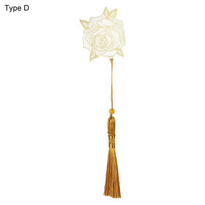 Κρεμαστό σελιδοδείκτη κινέζικου στυλ Φούντα ρετρό σελιδοποίηση σημαδιών Κλιπ βιβλίου Χρυσό φύλλο Κοίλο σελιδοδείκτη με δείκτη σελίδας αλυσίδας