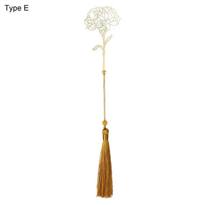 Κρεμαστό σελιδοδείκτη κινέζικου στυλ Φούντα ρετρό σελιδοποίηση σημαδιών Κλιπ βιβλίου Χρυσό φύλλο Κοίλο σελιδοδείκτη με δείκτη σελίδας αλυσίδας