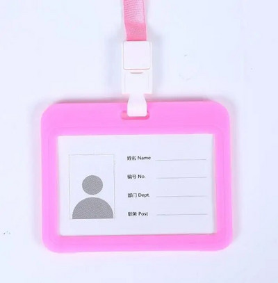 1 τμχ Χαριτωμένη διπλής όψης διαφανής θήκη ταυτότητας Αδιάβροχη θήκη ονόματος Οριζόντια βάση σήματος ταυτότητας