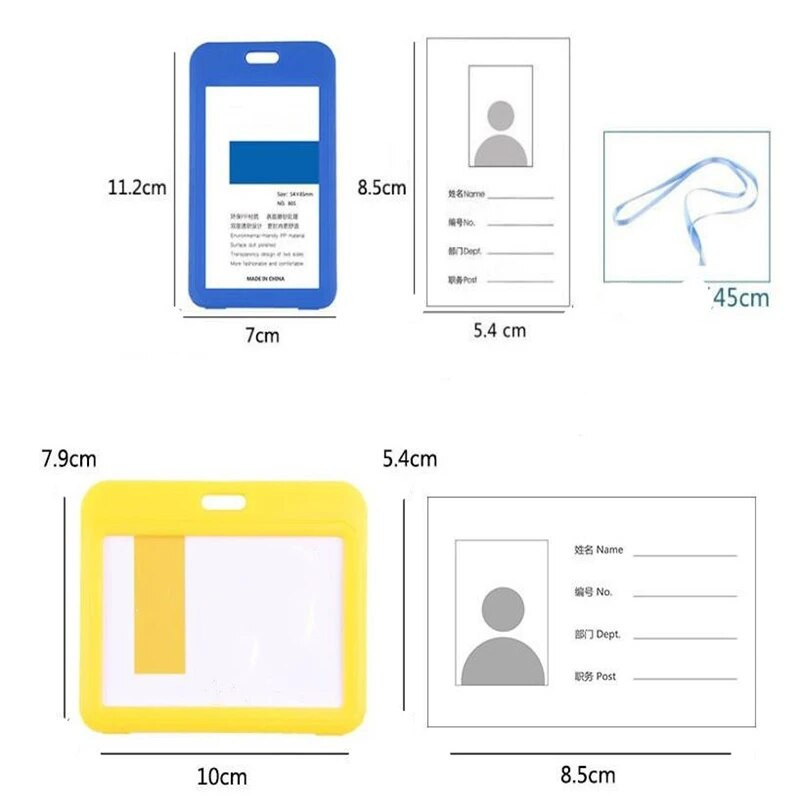 1kom slatki dvostrani prozirni držač za osobne iskaznice Vodootporan držač za značku s imenom Vodoravni držač za osobnu iskaznicu