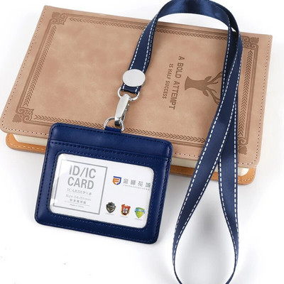 Bőr azonosító címke név kitűző tartó Hitelkártya táska zsinórral dolgozói belépővel Buszkártya borító tok jelvény hüvely tartó