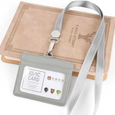 Bőr azonosító címke név kitűző tartó Hitelkártya táska zsinórral dolgozói belépővel Buszkártya borító tok jelvény hüvely tartó
