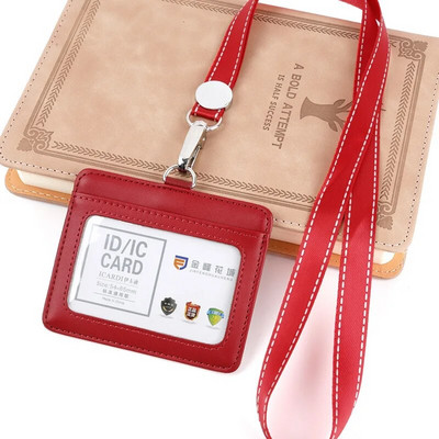 Bőr azonosító címke név kitűző tartó Hitelkártya táska zsinórral dolgozói belépővel Buszkártya borító tok jelvény hüvely tartó