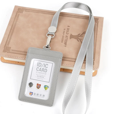 Bőr azonosító címke név kitűző tartó Hitelkártya táska zsinórral dolgozói belépővel Buszkártya borító tok jelvény hüvely tartó