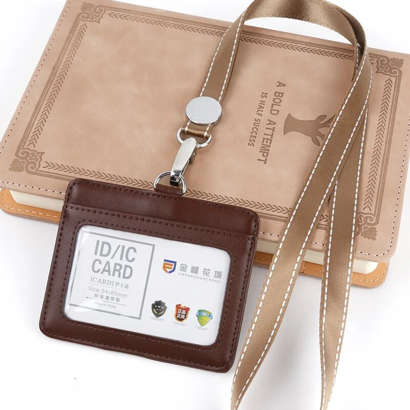 Bőr azonosító címke név kitűző tartó Hitelkártya táska zsinórral dolgozói belépővel Buszkártya borító tok jelvény hüvely tartó
