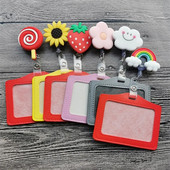 Naujo dizaino 1 dalis Aukščiausios kokybės ištraukiama slaugytojo ženklelio ritė su ID kortelės dėklu Madingi vaivorykštės saulėgrąžos studentų asmens tapatybės dėklo laikikliai