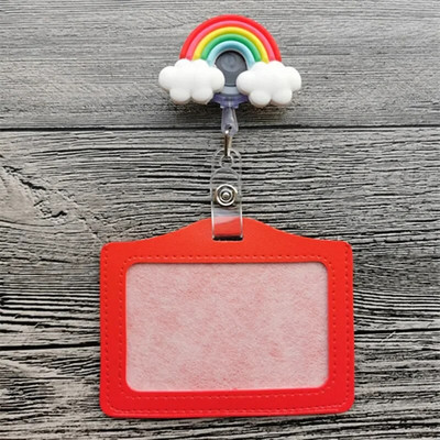 Naujo dizaino 1 dalis Aukščiausios kokybės ištraukiama slaugytojo ženklelio ritė su ID kortelės dėklu Madingi vaivorykštės saulėgrąžos studentų asmens tapatybės dėklo laikikliai