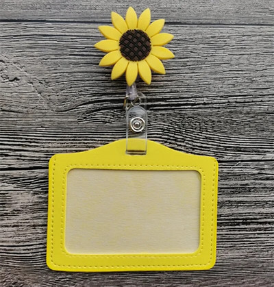 Naujo dizaino 1 dalis Aukščiausios kokybės ištraukiama slaugytojo ženklelio ritė su ID kortelės dėklu Madingi vaivorykštės saulėgrąžos studentų asmens tapatybės dėklo laikikliai