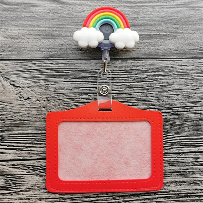 Naujo dizaino 1 dalis Aukščiausios kokybės ištraukiama slaugytojo ženklelio ritė su ID kortelės dėklu Madingi vaivorykštės saulėgrąžos studentų asmens tapatybės dėklo laikikliai