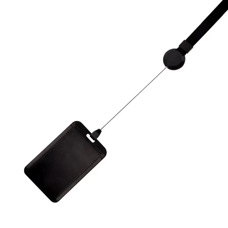 Κάλυμμα άδειας εργασίας με μαύρη ετικέτα ταυτότητας με αναδιπλούμενο σήμα με καρούλι με κορδόνι Όνομα ταυτότητας Κάτοχος σήματος Κάρτα κάρτας εργασίας