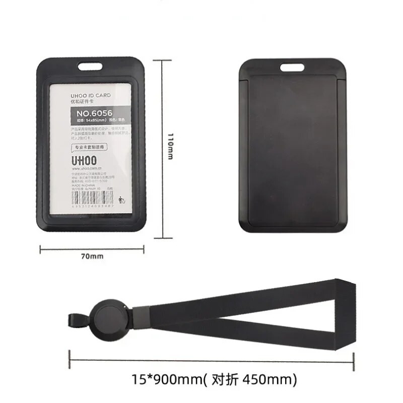 Κάλυμμα άδειας εργασίας με μαύρη ετικέτα ταυτότητας με αναδιπλούμενο σήμα με καρούλι με κορδόνι Όνομα ταυτότητας Κάτοχος σήματος Κάρτα κάρτας εργασίας