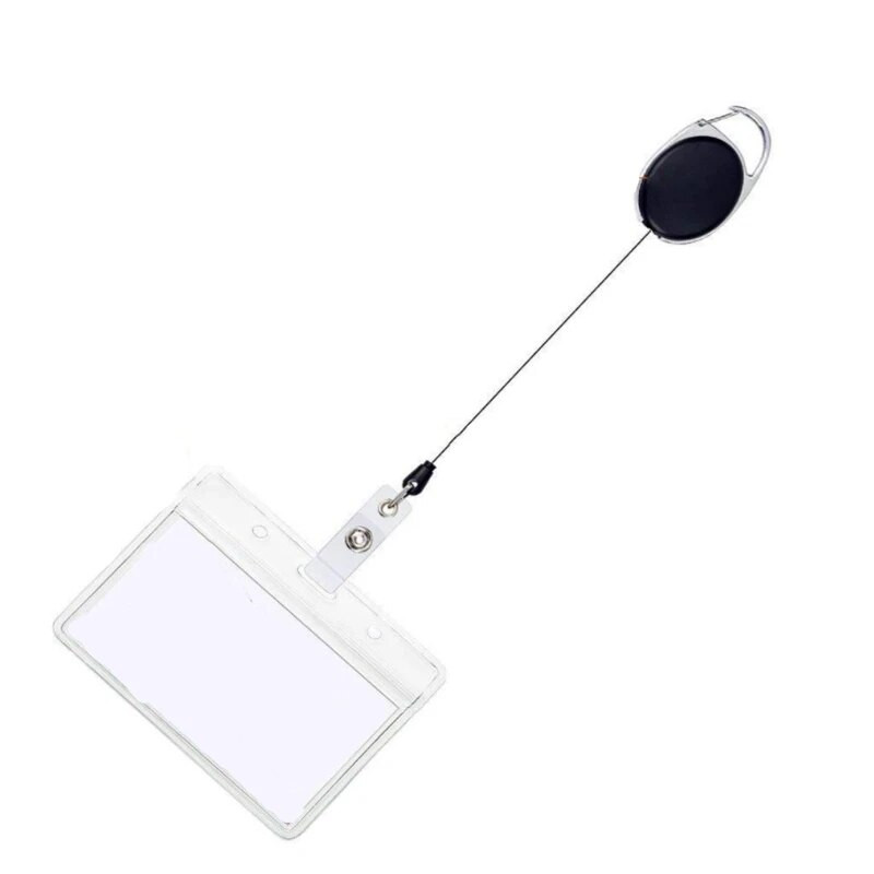 Átlátszó személyzeti munkakártya-tartó nyakpánttal, visszahúzható kapcsos jelvénytekerccsel Alkalmazotti kártyaborító tok Zsinór azonosító névkártya