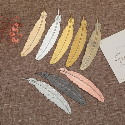 1 Pcs Creative Metal Feather Bookmark Rose Gold Chinese Style Retro Craft Student Stationery Teacher Gift