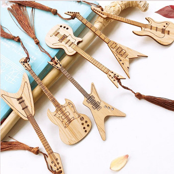 Δημιουργικοί σελιδοδείκτες κιθάρας με φούντες Εξαιρετικό μουσικό όργανο μπαμπού Αξεσουάρ βιβλίου Προμήθειες μαθητών Δώρα χαρτικά
