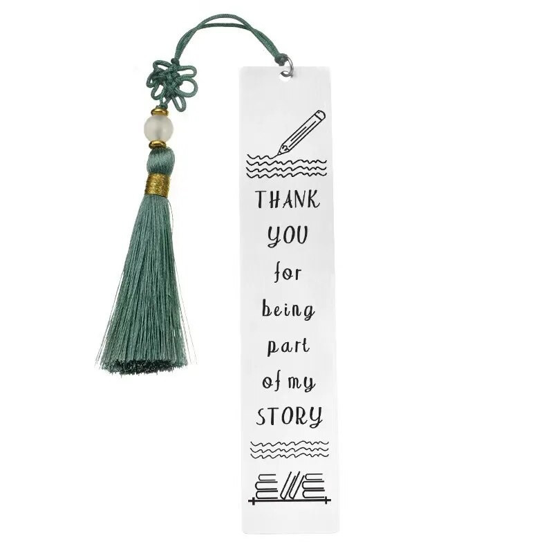 Nerūsējošā tērauda grāmatzīme Pušķīšu kulons Lasāmās grāmatas zīme Burti Retro grāmatu lappuses marķieris Kancelejas piederumi Draugi dāvina