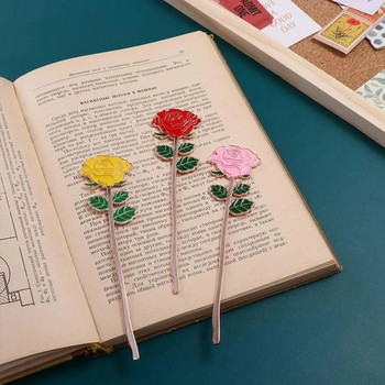 1 бр Kawaii Cat Bird Rose Alloy Bookmark Сладко креативно оцветяване Релефно щамповане Книга за четене Mark Офис Училищни пособия Канцеларски материали