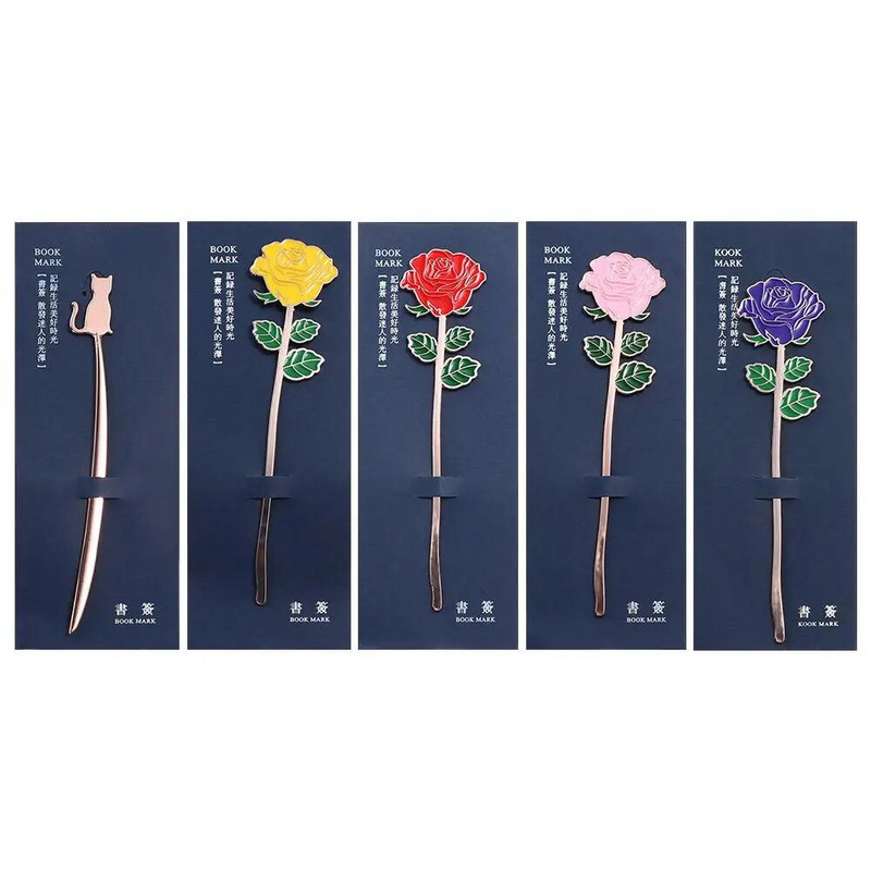 1 tk Kawaii Cat Bird Rose sulam Järjehoidja Armas loominguline värvimine Reljeef Lugemisraamat Mark Kontoritarbed Kirjatarbed