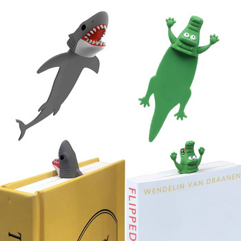 1PC Creative 3D Stereo Bookmark Cartoon Marker Book Clip Kawaii Shark Crocodile Bookmark Of Pages Детски подаръци Училищни канцеларски материали