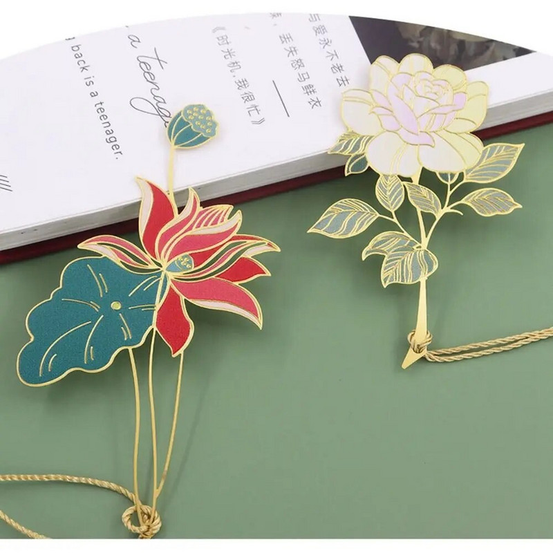 Smalka metāla grāmatzīme Ziedu misiņa doba telpa Grāmatzīmes Dāvana studentu lasāmpiekariņi Kancelejas piederumi Skolas biroja piederumi