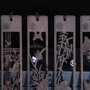 Китайски стил Абаносова слива Орхидея Бамбук Хризантема Отметка Ретро дърворезба Пагинационна маркировка Аксесоари за четене Kawaii Консумативи