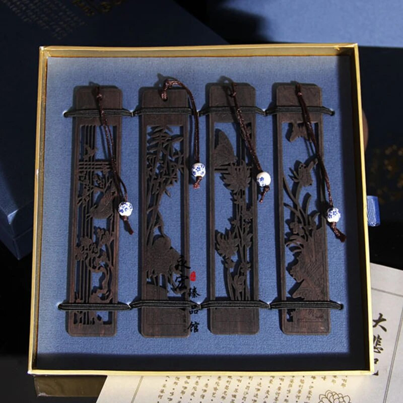 Čínsky štýl, ebenová slivka, orchidea, bambus, chryzantéma, záložka, retro rezbárstvo, stránkovanie, čítanie, príslušenstvo, kawaii potreby