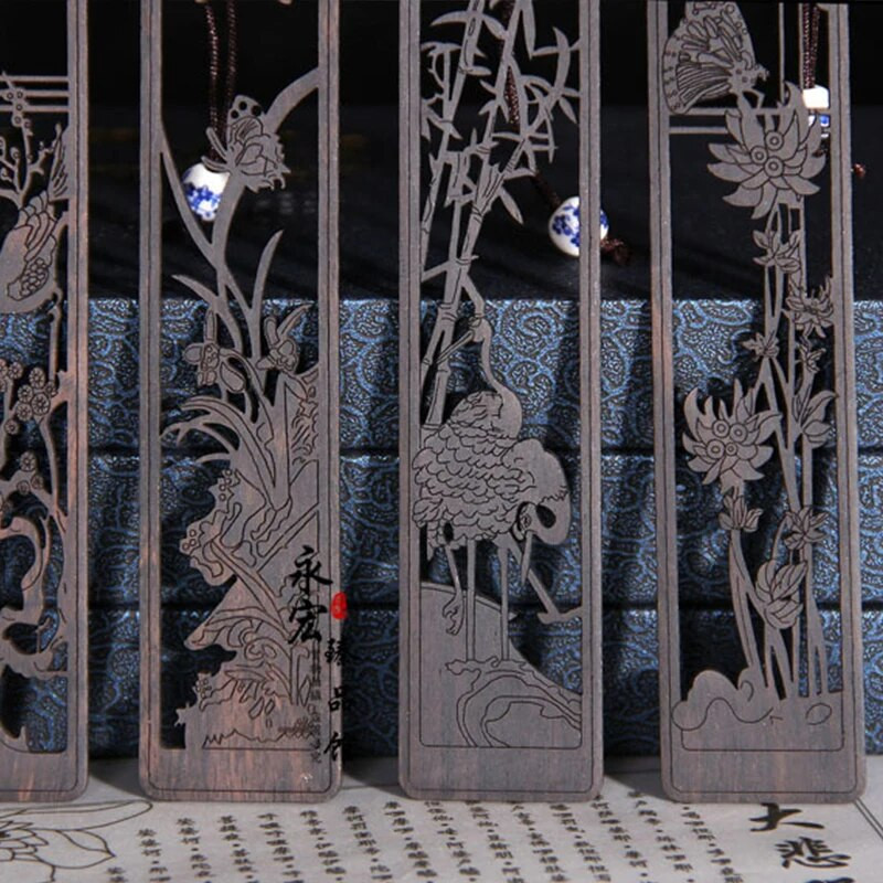 Čínsky štýl, ebenová slivka, orchidea, bambus, chryzantéma, záložka, retro rezbárstvo, stránkovanie, čítanie, príslušenstvo, kawaii potreby